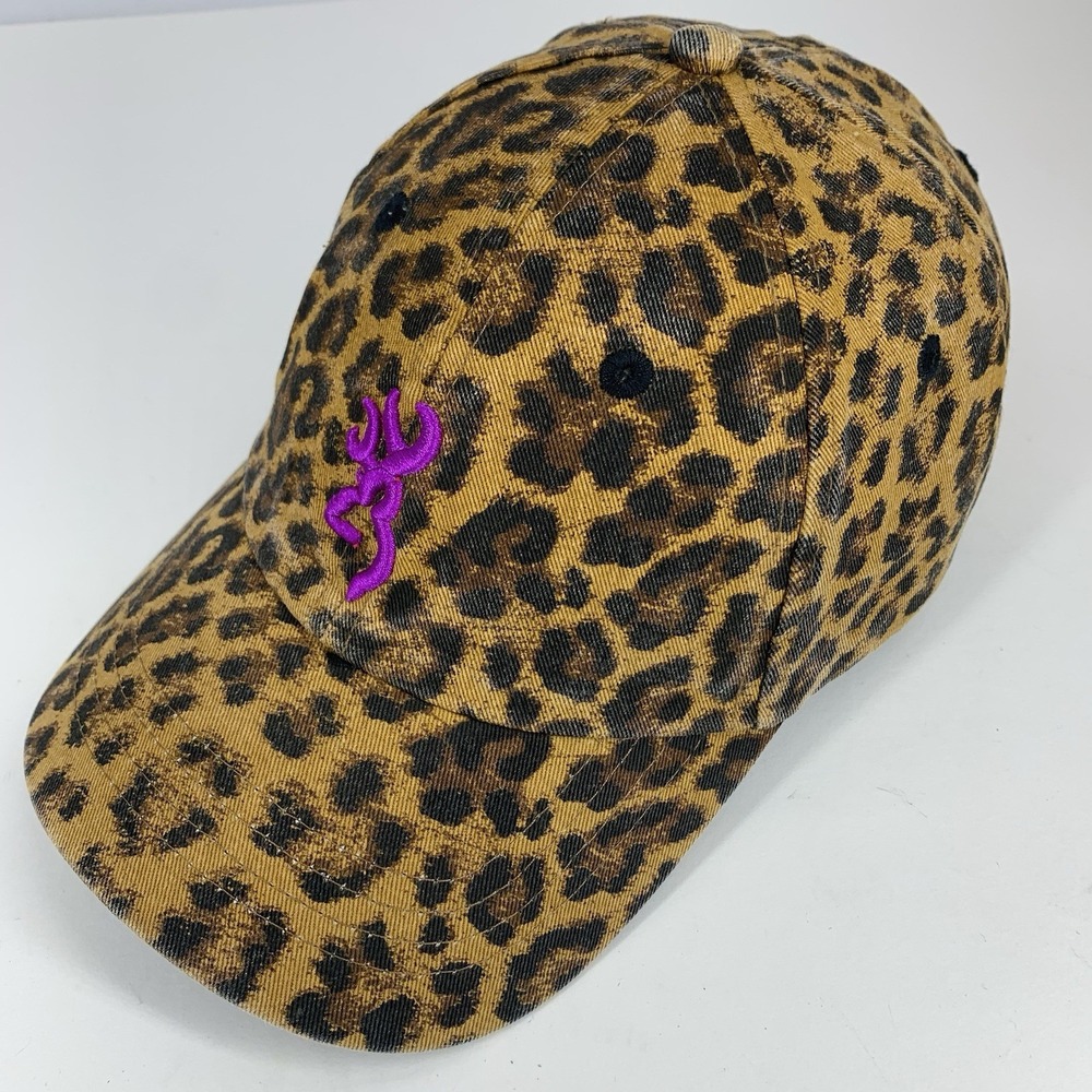 Browning For Her Hat Leopard Print Pink Buckmark OSFA Adjustable Baseball Cap